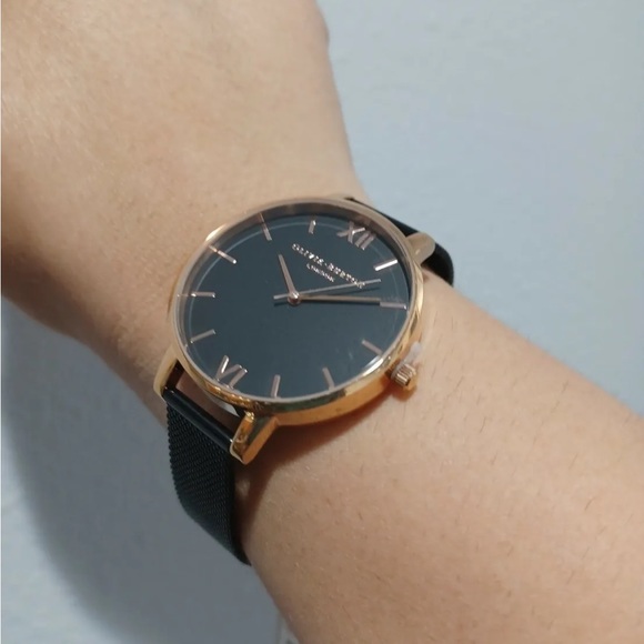 OLIVIA BURTON Accessories - Olivia Burton Big Gray Rose gold black Mesh Women's Watch